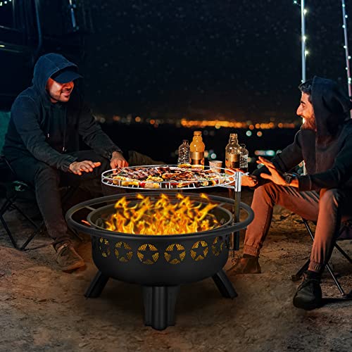 Hykolity 31" Wood Burning Fire Pit with Grill