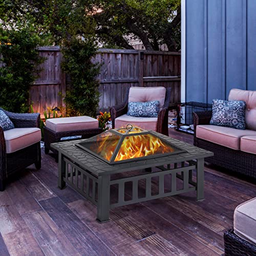 Yaheetech 34" Outdoor Square Fire Pit Table