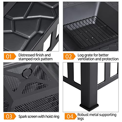 Yaheetech 34" Outdoor Square Fire Pit Table