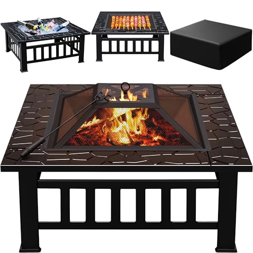 Greesum 32in Multifunctional Patio Fire Pit Table