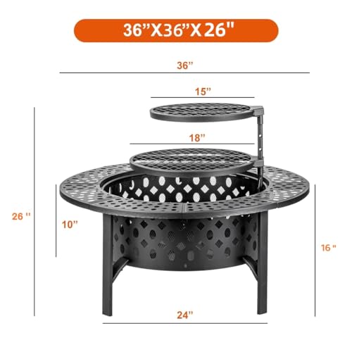 OutVue 36" Wood Burning Fire Pit & Grills