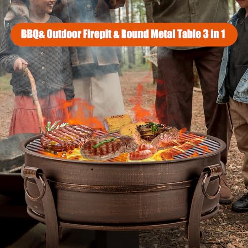 EcoNook 3-in-1 Fire Pit with Grill & Cover
