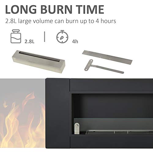 HOMCOM Black Wall-Mounted Ethanol Fireplace, 43.25