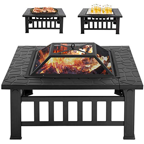32" Outdoor Metal Fire Pit for Wood Burning