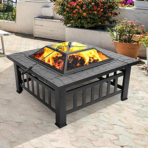 32" Outdoor Metal Fire Pit for Wood Burning