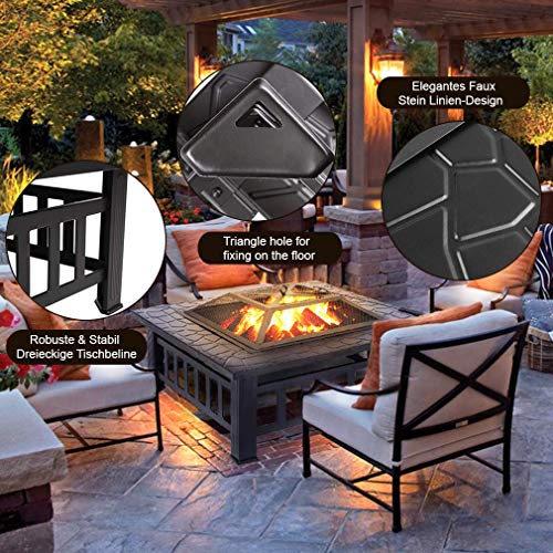 32" Outdoor Metal Fire Pit for Wood Burning