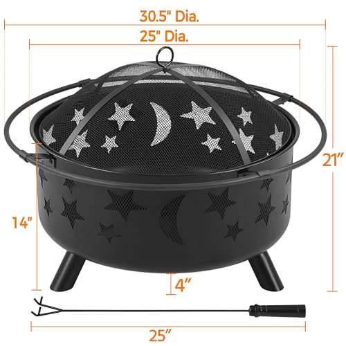 30" Yaheetech Outdoor Wood-Burning Fire Pit