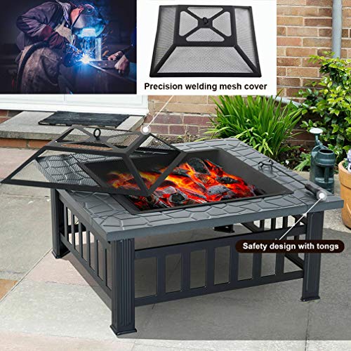 32" Outdoor Metal Fire Pit for Wood Burning