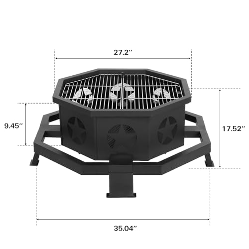 Hykolity 35" 2-in-1 Fire Pit and Grill