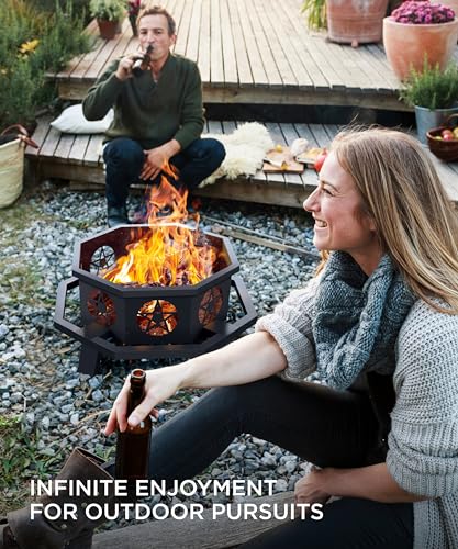 35" Outdoor Wood Burning Fire Pit with Grill