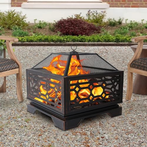 Hykolity 26" Deep Square Outdoor Fire Pit