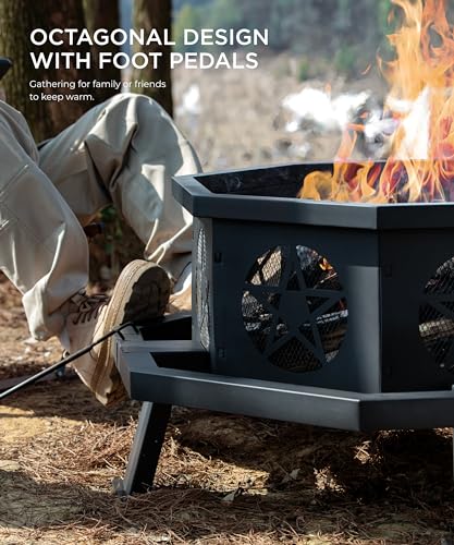 35" Outdoor Wood Burning Fire Pit with Grill