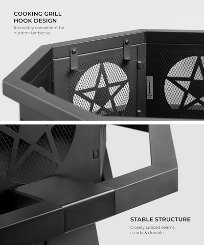 35" Outdoor Wood Burning Fire Pit with Grill