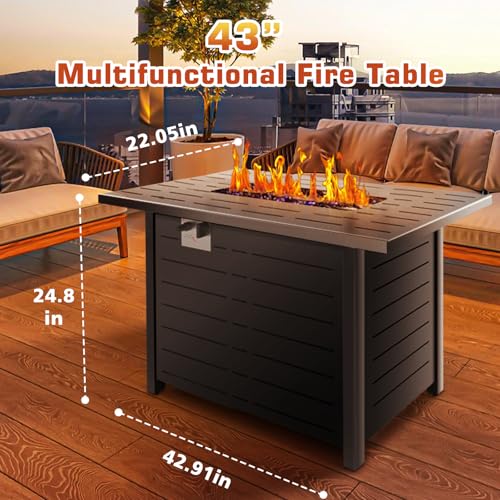 Xbeauty 43" Rectangular Propane Fire Pit Table