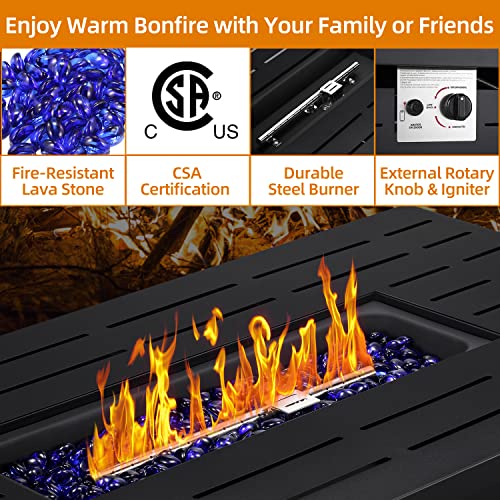 Xbeauty 43" Rectangular Propane Fire Pit Table