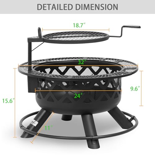 BALI OUTDOORS 32in Wood Burning Fire Pit