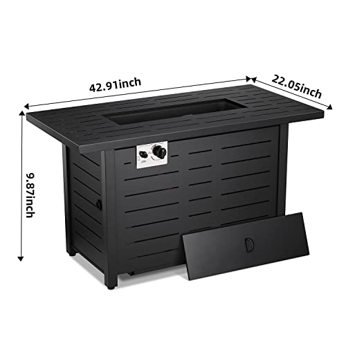 Xbeauty 43" Rectangular Propane Fire Pit Table