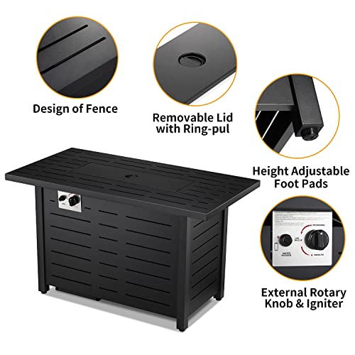 Xbeauty 43" Rectangular Propane Fire Pit Table