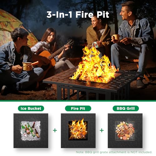 Ciays 32" 3-in-1 Outdoor Fire Pit Table