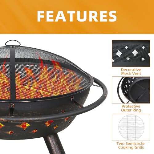 Hykolity 41-Inch Outdoor Wood Fire Pit