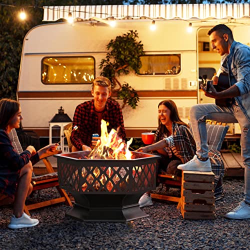 Yaheetech 26in Hex Shaped Outdoor Fire Pit