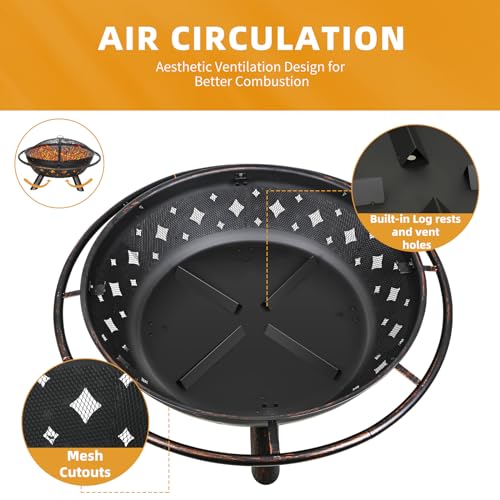 Hykolity 41-Inch Outdoor Wood Fire Pit