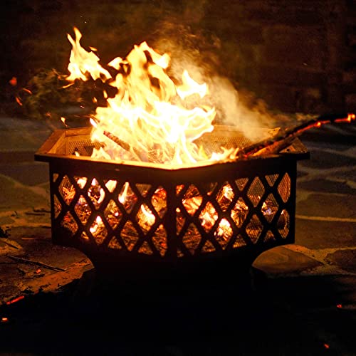 Yaheetech 26in Hex Shaped Outdoor Fire Pit