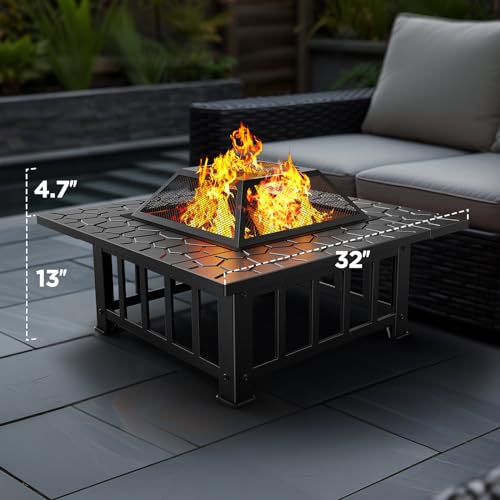 Ciays 32" 3-in-1 Outdoor Fire Pit Table