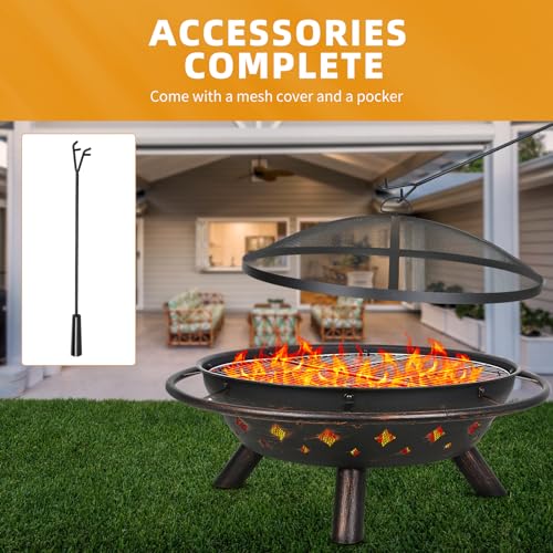 Hykolity 41-Inch Outdoor Wood Fire Pit