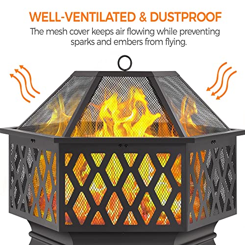 Yaheetech 26in Hex Shaped Outdoor Fire Pit