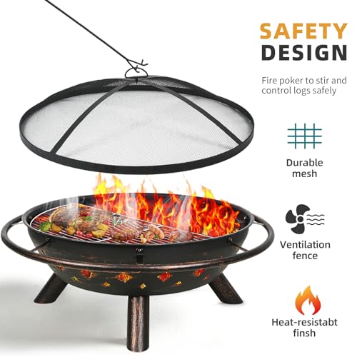 Hykolity 41-Inch Outdoor Wood Fire Pit