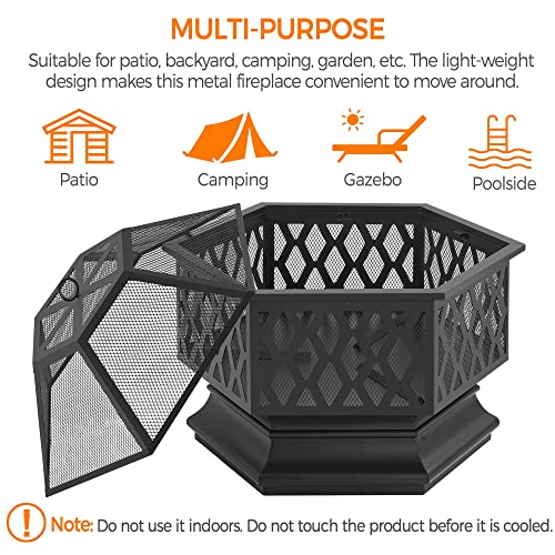 Yaheetech 26in Hex Shaped Outdoor Fire Pit
