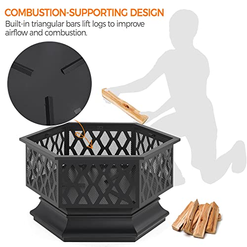 Yaheetech 26in Hex Shaped Outdoor Fire Pit