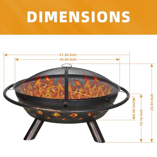 Hykolity 41-Inch Outdoor Wood Fire Pit