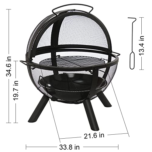 35" Outdoor Fire Pit with BBQ Grill