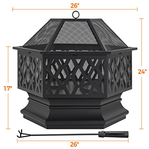 Yaheetech 26in Hex Shaped Outdoor Fire Pit