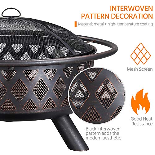 Yaheetech 36" Outdoor Wood Burning Fire Pit