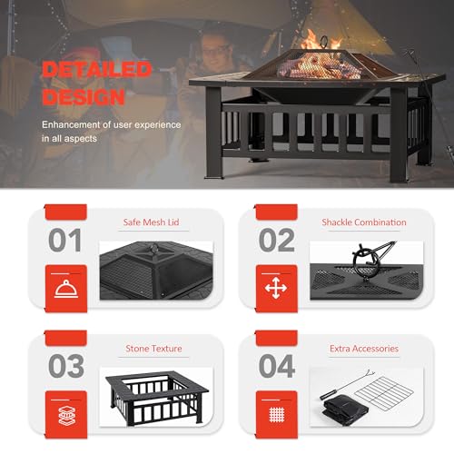 Devoko 81.3 cm Outdoor Fire Pit Table