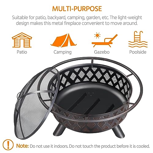 Yaheetech 36" Outdoor Wood Burning Fire Pit