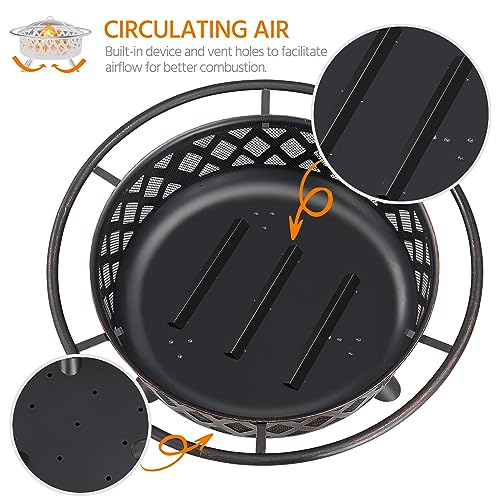 Yaheetech 36" Outdoor Wood Burning Fire Pit