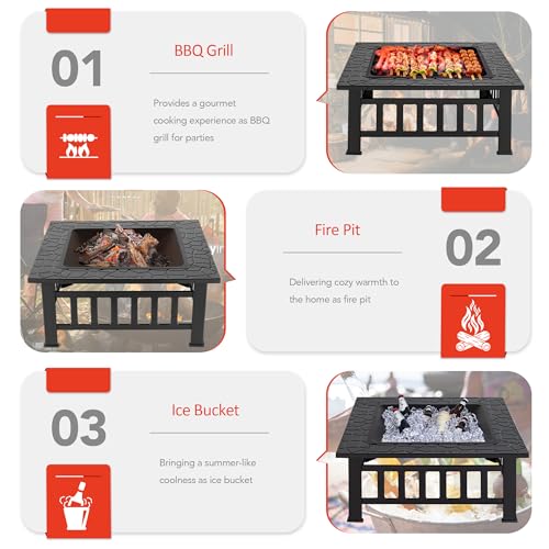 Devoko 81.3 cm Outdoor Fire Pit Table