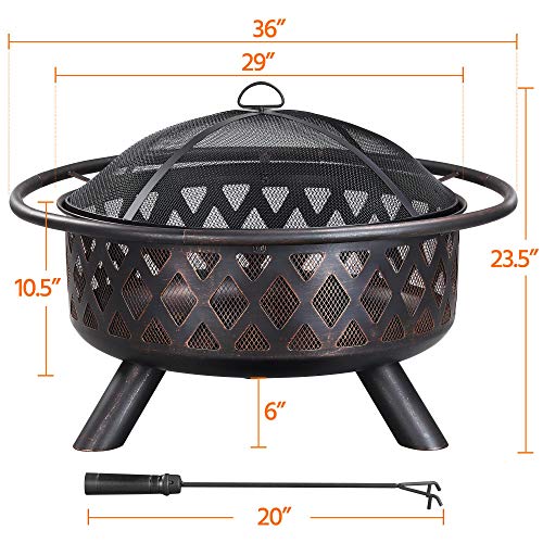 Yaheetech 36" Outdoor Wood Burning Fire Pit