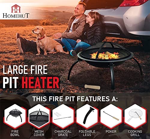 Large Steel Folding Fire Pit for Outdoor Use