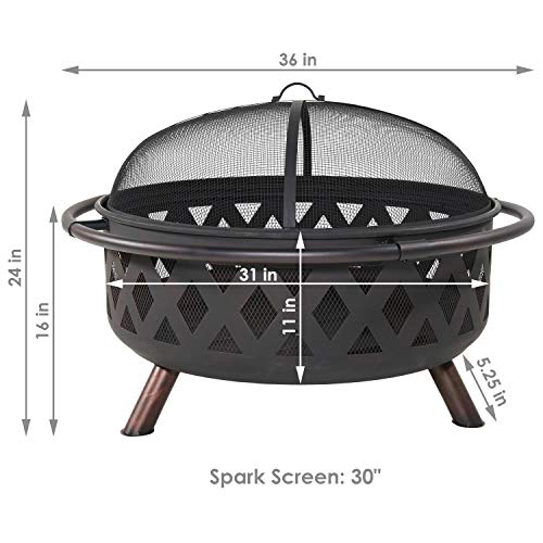 Sunnydaze 36-Inch Black Crossweave Outdoor Fire Pit