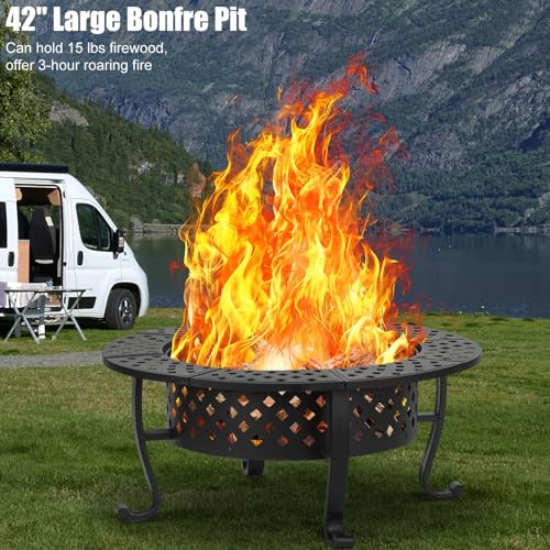 42 Inch Panovue Fire Pit with BBQ Grills