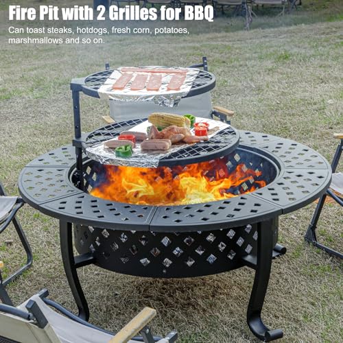 42 Inch Panovue Fire Pit with BBQ Grills