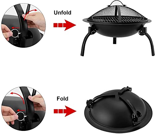 Large Steel Folding Fire Pit for Outdoor Use