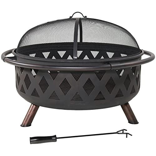 Sunnydaze 36-Inch Black Crossweave Outdoor Fire Pit