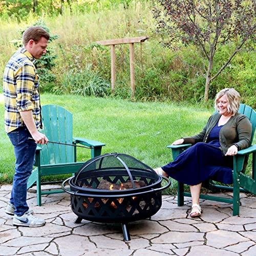 Sunnydaze 36-Inch Black Crossweave Outdoor Fire Pit