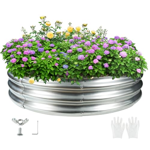 47" Silver Round Steel Fire Pit & Garden Bed